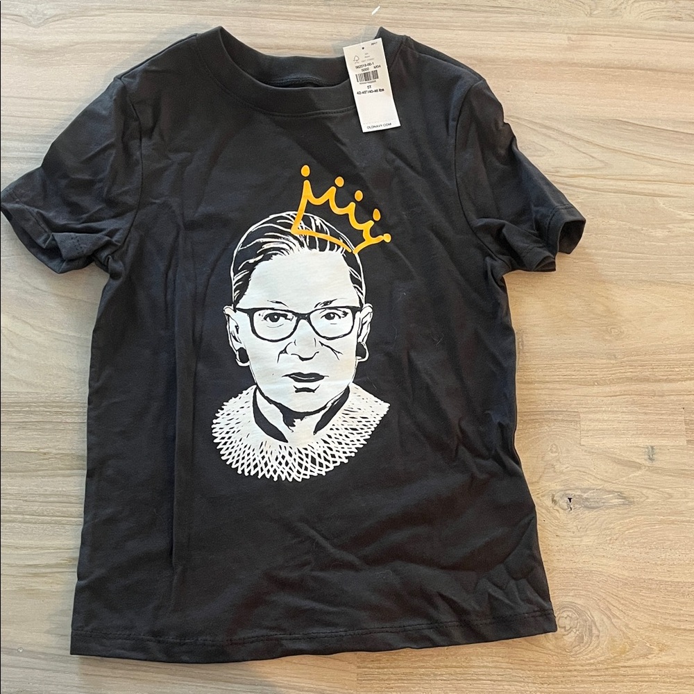 Old Navy Black Tee with Iconic Graphic RBG and Gold Crown